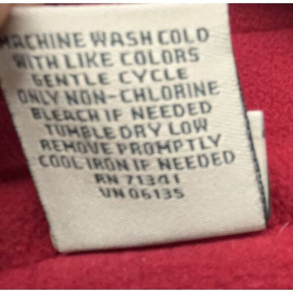 LL Bean Fleece Sweater Women M Red Nordic Fair Isle Full Zip Jacket Christmas - Picture 15 of 15